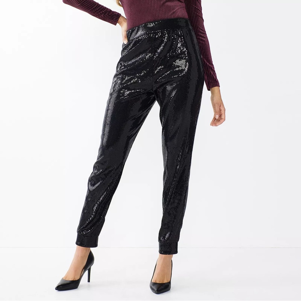 Cara Santana x Nine West Sequin Jogger Pant Size XS